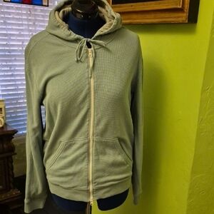 Vince, full zip Thermal hoodie sage green Sz L.(#1641A) 23"x27" Fully Lined.EC.